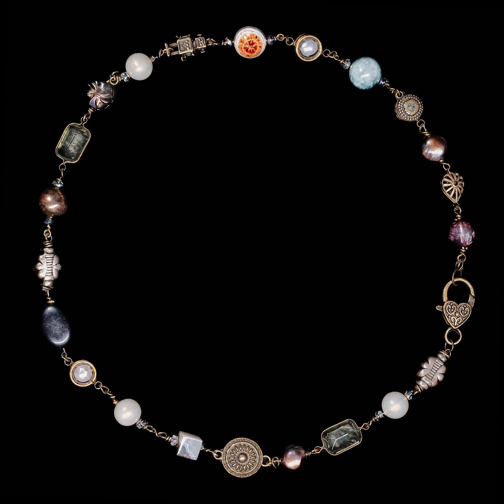 Custom Luxury Necklace with Precious Gemstones and Freshwater Pearls - SURREALIUM